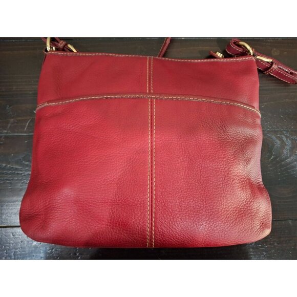 The Sak Red Leather Shoulder Purse With Adjustable Strap/Pre-Owned In Very Good - Picture 7 of 13